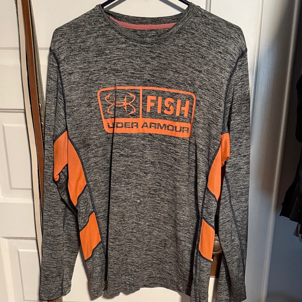Under Armour Heathered Gray Shirt with Orange Details